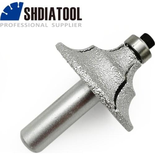 SHDIATOOL No.18 Brazed Diamond Router Bits With 1/2" Shank For Marble/granite Edge Cutting, Router Cutter For Stone Edge Profile
