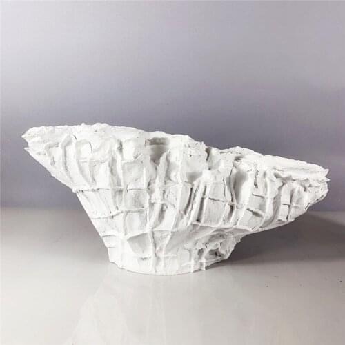 Modern extremely simple soft decoration model room living room sales center black and white resin petal shaped vase