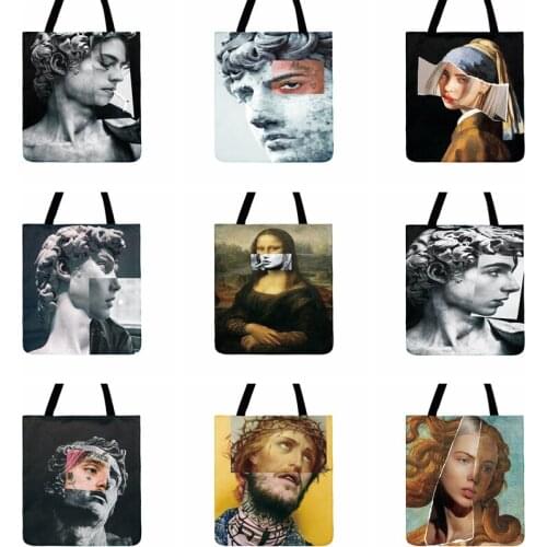 Modern Classical Art Figure Painting Printed Tote Bag For Women Casual Totes Fashion Shopping Bag Outdoor Beach Bag Shoulder Bag