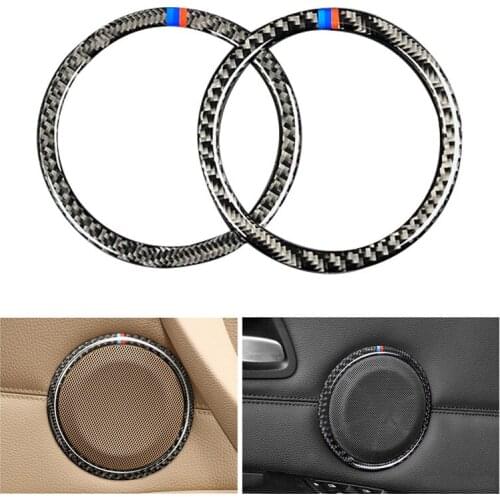 Carbon Fiber M-Stripe Interior Door Loudspeaker Sticker Trim For BMW E90 X1 E84