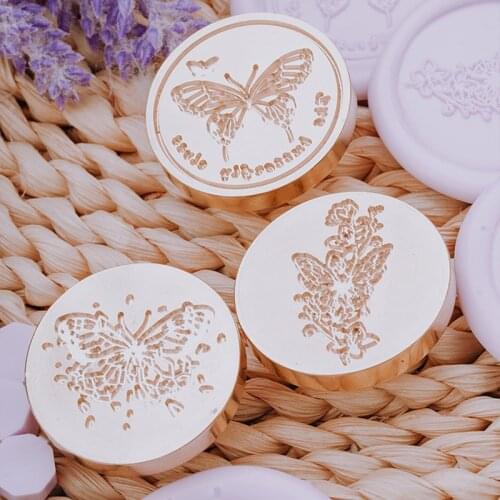 Butterfly Series Wax Stamp European Style Retro Lacquer Seal Wedding Invitation Bronze Stamp Child DIY Hand Account Wax Seal Gif