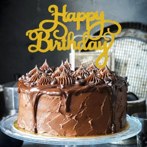 Colorful Birthday Cake Decorations Letter Gold Black Birthday Cupcake Topper Kid Favor