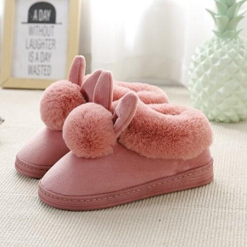 Women Winter Fluffy Home Slippers Faux Fur Home Warm Thick Bottom Indoor Non-slip Soft Shoes Fur Slides Warm Shoes Wholesale Hot