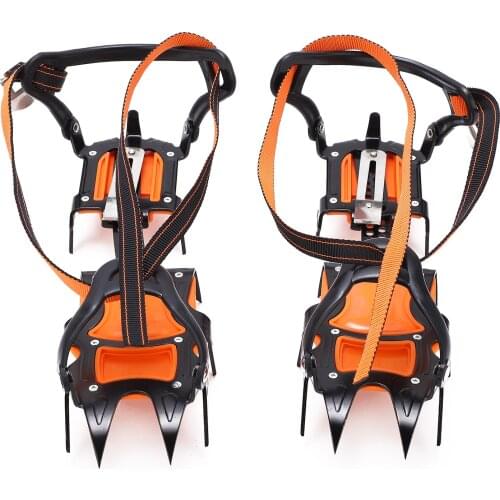 12 Teeth Ice Crampons Winter Snow Boot Shoes Ice Gripper Anti-skid Ice Spikes Snow Traction Cleats with Storage Bag
