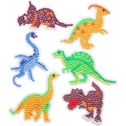 18 PCS Diamond Painting Sticker Dinosaur Kits 5D DIY Diamond Painting by Numbers Handmade Sticker Wall 3D Cartoon Toy For Kids