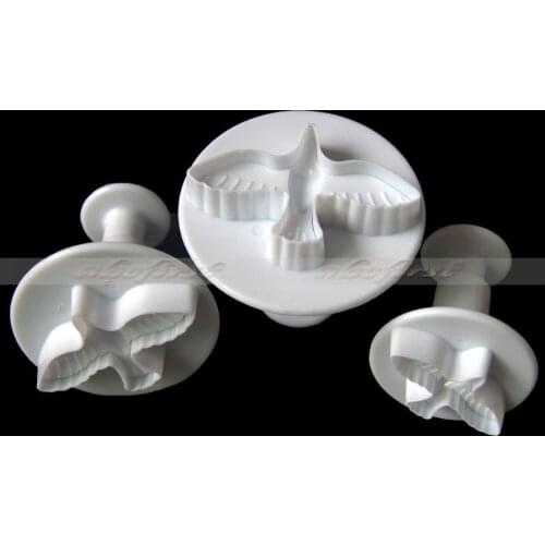 3Pcs Cute Pigeons Cake Fondant Plunger Cutter Sugar Craft Bird Cookie Cutter Baking Tools for Cakes Decorating Mold