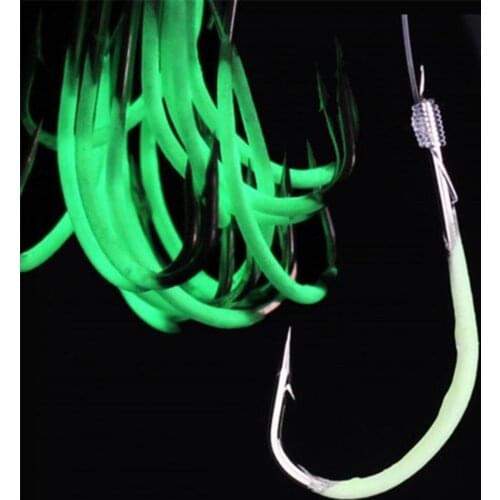 30pcs Pack Fishing Gear High Carbon Steel Luminous Glow Hook Sea Fresh And Slat Water Hook Fishing Accessories hooks Wholesale