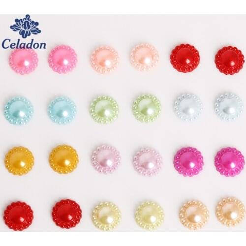 50Pcs/lot 12mm Flatback Round Imitation Pearl Beads Glue on Grament Bead for Jewelry Cloth Accessories Craft Making