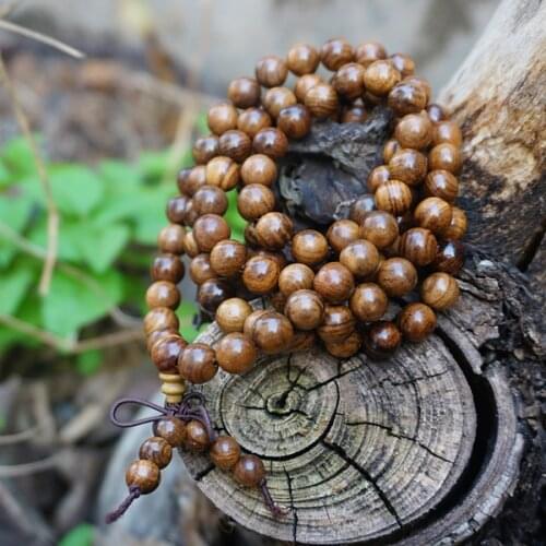 8mm Natural Sandalwood Beads with Stripe Loose Mala Beads Japa Mala Bracelet Jewellry Findings DIY Accessories
