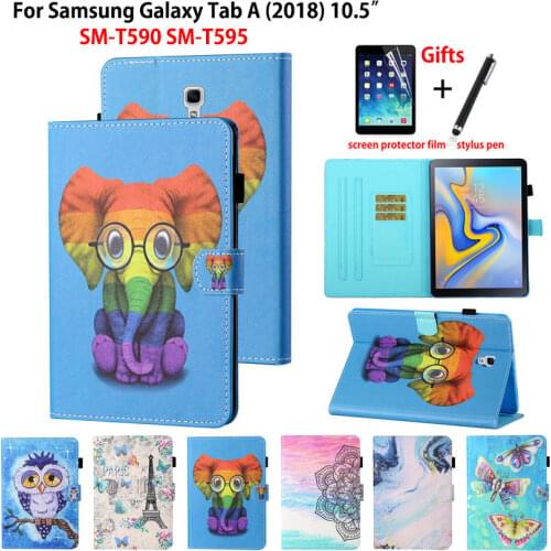 SM-T590 Case For Samsung Galaxy Tab A A2 2018 10.5 T590 T595 T597 SM-T595 Cover Funda Kids Fashion Cartoon Stand Shell +Gift