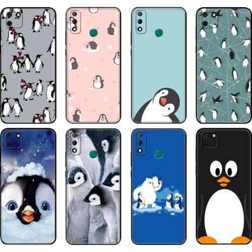 Black tpu Case For Huawei Y9S Y6S Y8S Y5P Y7P Y8P Case For Huawei Y5 lite Prime 2018 Y6 2019 Cover Cute Lovely Penguin