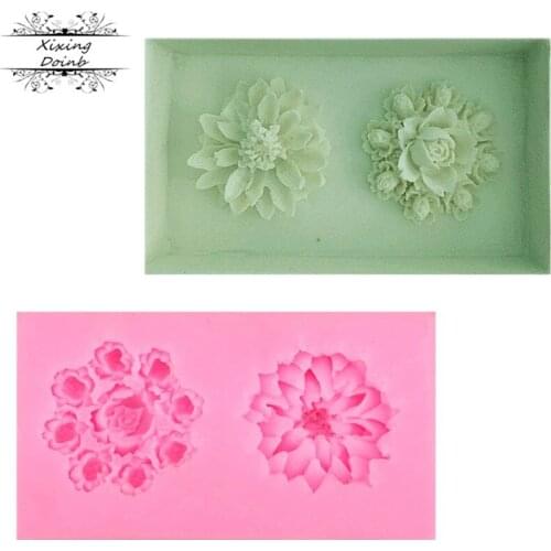 Flower Silicone Mold Fondant Molds Cake Decorating Tools Polymer Clay Candy Chocolate Moulds cake stencil