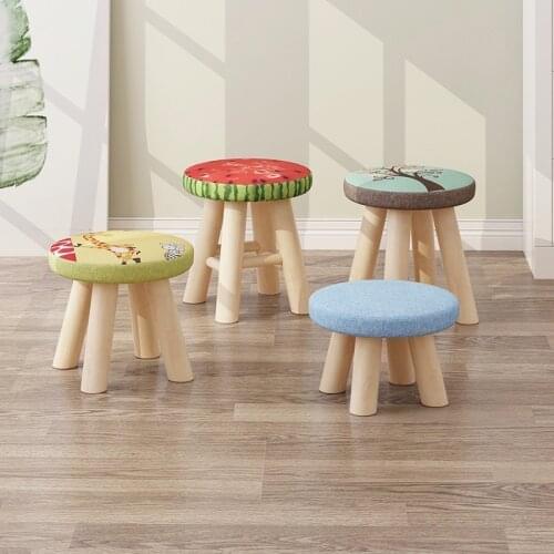 Solid Wood Household Footstool Enfant Small Stool Change Shoes Chaise Low Cloth Art Sofa Chair Fashion Creative Boissgabello