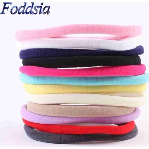 Foddsia 50pcs/lot Girl Boy Spandex Nylon Headband Elastic Nylon Headband Girls Kid Skinny Hairband Headwear Hair Accessories A50