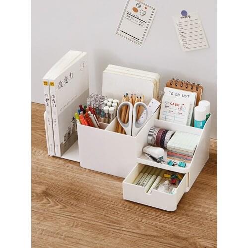 Stationery Holder Bookends Brush Pot Pen Container Pencil Storage Box Desktop Accessories for Office Home Study Student