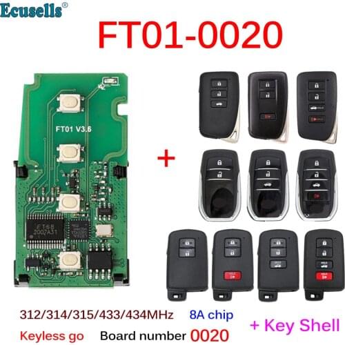 Lonsdor FT01-0020 Circuit Board number 0020 312/314/433MHz 8A Chip Smart Remote Key PCB for Lexus Toyota Camry Corolla RAV4