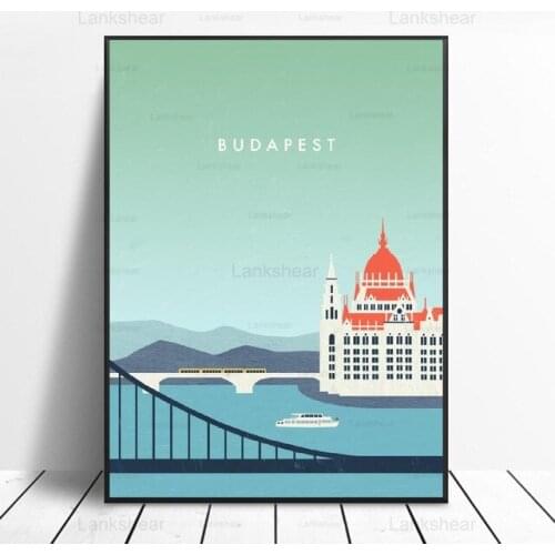 Budapest Illustration Canvas Painting Landscape Travel Hd Posters and Prints Wall Art Picture for Living Room Home Decoration
