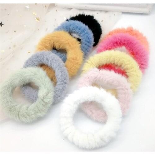 MISANANRYNE 1Pcs New Fashion Girls Chic Elastic Plush Hair Ring Hair Accessories Elastic Scrunchie Hair Rope Ponytail Holder