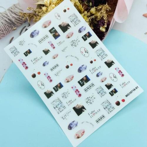 Fashion New Arrival Hot Selling Thin Light Traceless New Design Geometric English Words Dry Nail Decals Manicure Nail Art Women