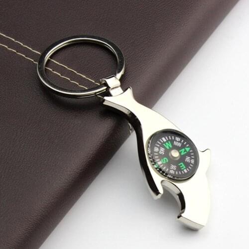 Fashion Shark Shape Compass Bottle Opener Car Key Chain Bag Hangings Keyring 2020