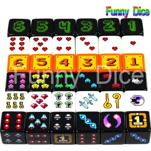 6 style for choose 18mm Digital D Dice Set pcs/set, Plastic Sided Cube Poker Card Game/Education Gambling,Board Game