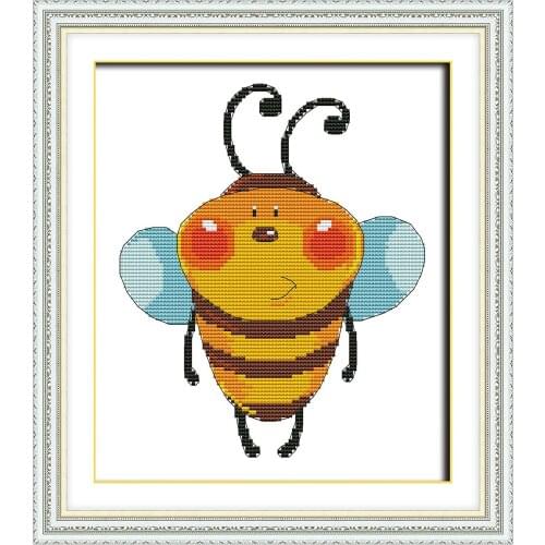 A lovely bee cross stitch kit aida 14ct 11ct count printed canvas stitches embroidery DIY handmade needlework