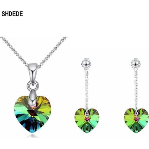 Heart Jewelry Sets Embellished With Crystals From Swarovski Wedding Bride Party Necklace Pendants Earrings Anniversary Gift