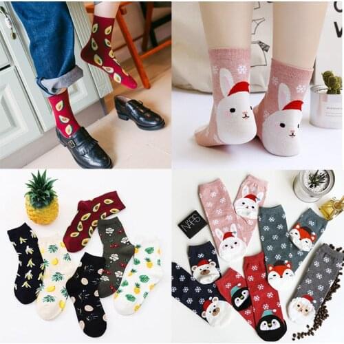 Lovely Cute Socks High Quality Funny Cartoon Animal Fruit Autumn Winter Warm Christmas Socks for Women Female Cotton Long Socks