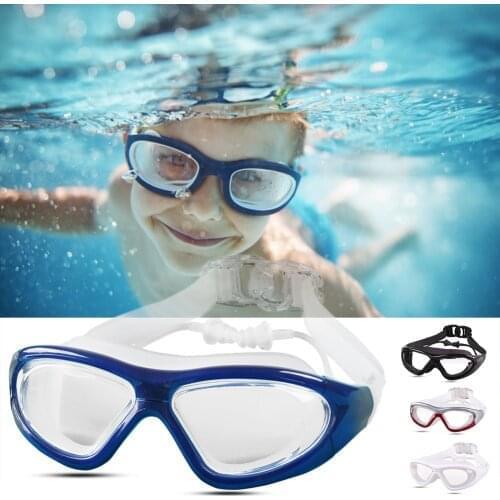 Swim Goggles For Kids Anti-Fog UV Protection Clear Wide Vision Swimming Goggles With Earplugs For Women Men Adult Youth Kids