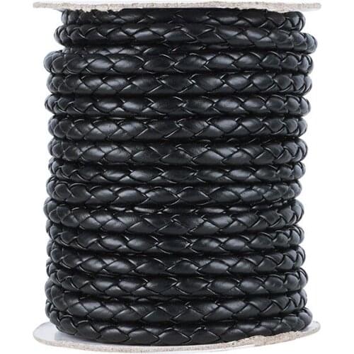 10yards/roll Black Braided Imitation Leather Cord Rope String Wire for Jewelry Making DIY Bracelet Necklace 5~6mm