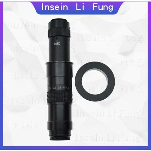 Industrial Video Monocular Microscope Camera Lens C-Mount 200X Parallel Optical Magnifier 0.7X-4.5X Continuous Zoom