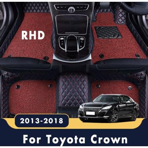 RHD Carpets For Toyota Crown 2018 2017 2016 2015 2014 2013 Luxury Double Layer Wire Loop Car Floor Mats Auto Rugs Decoration