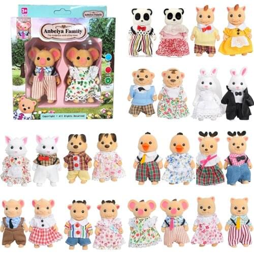 Families Baby Band Forest Doll Dollhouse Furniture Playset Mini Villa Doll Duck/Panda/Bear/Dog For Child Random Blind Bag Gifts