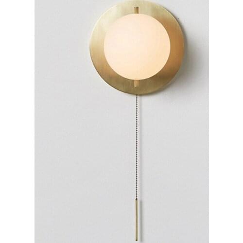 Nordic Copper Wall Lamp American Simple Living Room Lamp Individual bedroom corridor balcony study wall lamp