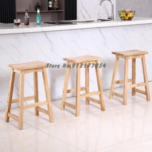 Nordic Solid Wood Bar Stools Bar Stools Home High Stools Mobile Phone Shop Front Desk Milk Tea Shop Stools Simple