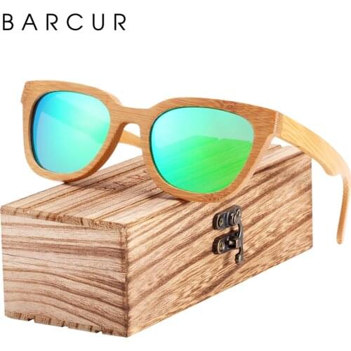 BARCUR New Bamboo Sun Glasses Men Wood Sunglasses Women Eyewear UV400 Protection Polarized Shades Best Gift