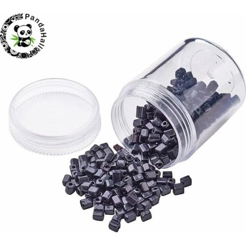 6/0 Opaque Colors Cube Glass Seed Beads with Round Hole for jewelry making DIY ,3~7x3x3mm, Hole: 0.5mm; about 400pcs/box