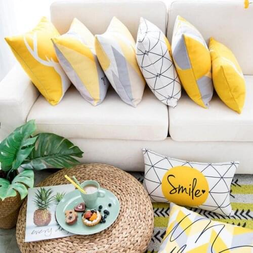 Nordic geometric warm yellow pillow sofa cushion