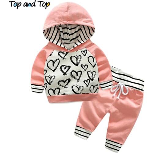 Top and Top Spring Autumn Cotton Casual Baby Girls Striped Clothing Sets Long Sleeve Hoodies Sweatshirts and Jogger Pants