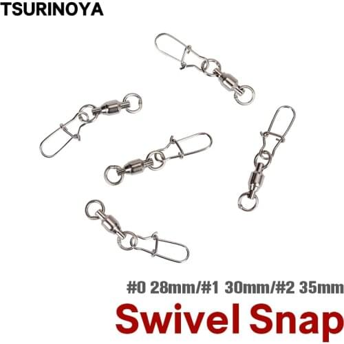 TSURINOYA 5PCS Ball Bearing Fishing Swivels Snap 0# 1# 2# High Speed Rolling Swivel 360° Strong Connector Fishhook Lure Tackle