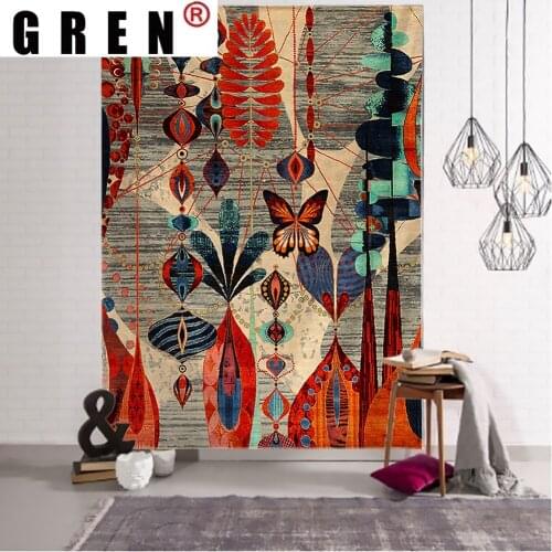 GREN Tapestry Bohemia Flower Wall Rugs Wall Hanging Fabric Mural Background Cloth Towel Beach Fabric Blanket Living Home Decor