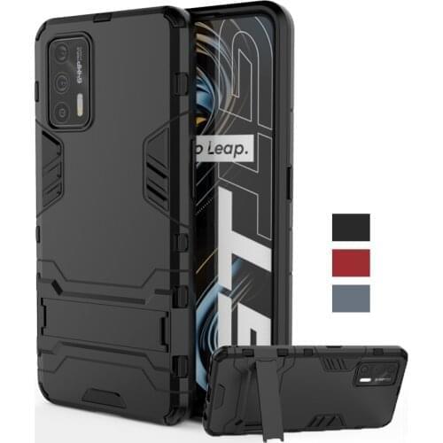 For Oppo Realme X7 Max 5G Case Shockproof Bumper Bracket Stand Armor Back Phone Cover Realme X7 Max Phone Case Realme X7 Max 5G