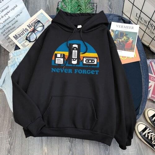 Hoodies Female Never Forcet Letters Pattern Print Tops Women Oversize O-Neck Hoodie Casual Harajukua Style Womens Slim Hoodies