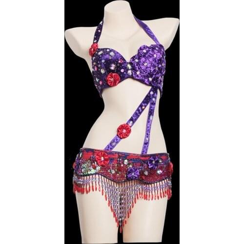 Hot Sale Womens belly dance set belly dance costume belly dancing clothes Sexy Night bellydance Carnival BRA Belt set WY8602