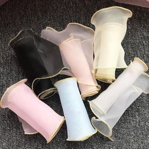 12CM Gold Thread Edging Organza Handmade Bow Accessories Gift Packaging Decoration Christmas Ribbon Clothing Accessories