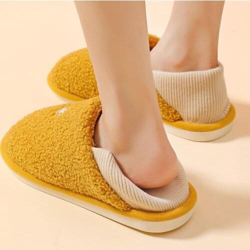 2 pcs winter new slippers anti-slip home couple moon slippers bag heel soft-soled cotton shoes moon shoes home lykj-yx