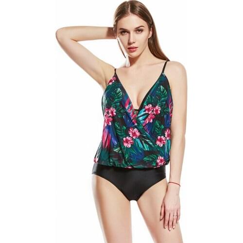 2018 Plus Size Push Ups Print Backless Durable Hot Spring Sexy Swimwear One-piece Suits Wire Free with Chest Pad Swimsuits