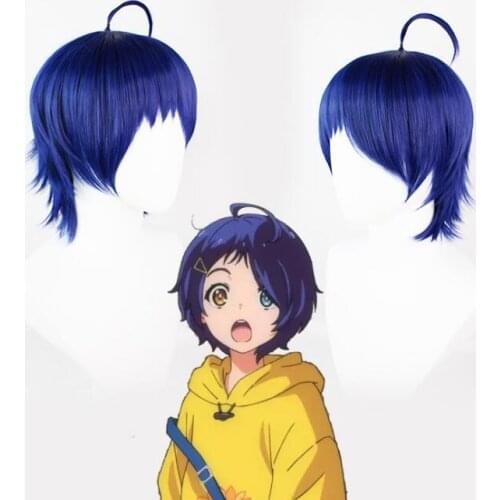 28cm Blue Short Wig Cosplay Anime Iruma Suzuki Costume Heat Resistant Synthetic Hair Mairimashita! Iruma-kun Wigs