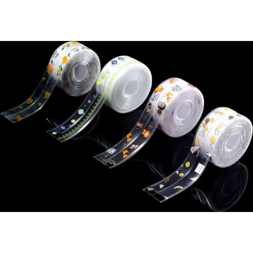 3.8x320cm Kitchen Cartoon Antifouling Tape Waterproof Mold Proof Wall Sealing