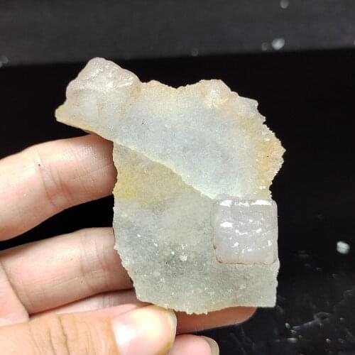 48.6gNatural purple edge purple fluorite and transparent green fluorite, quartz home decoration mineral healing energy teaching